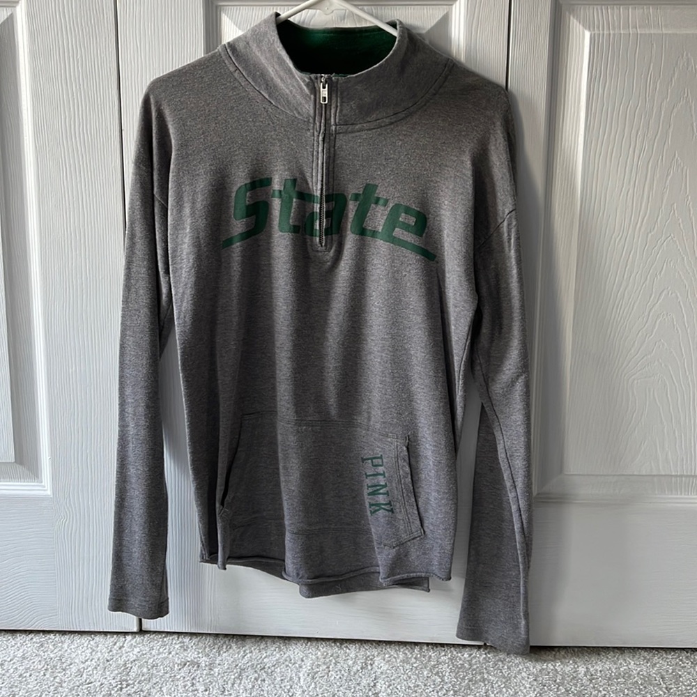 PINK MICHIGAN STATE 💚 Long Sleeve Zip Up